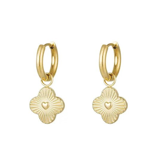 Clover oorbellen - goud