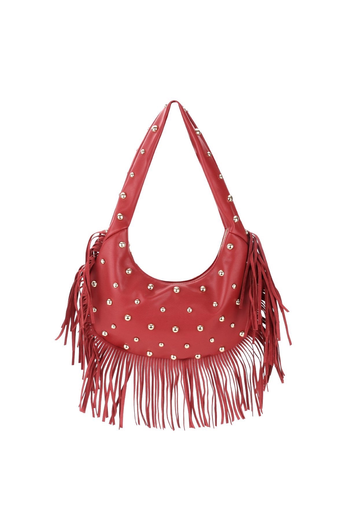 Schoudertas met franjes - rood