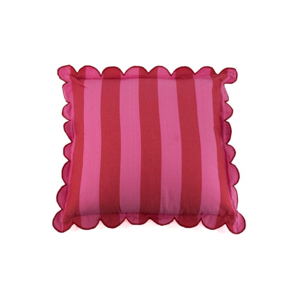 Kussen - frills striped roze