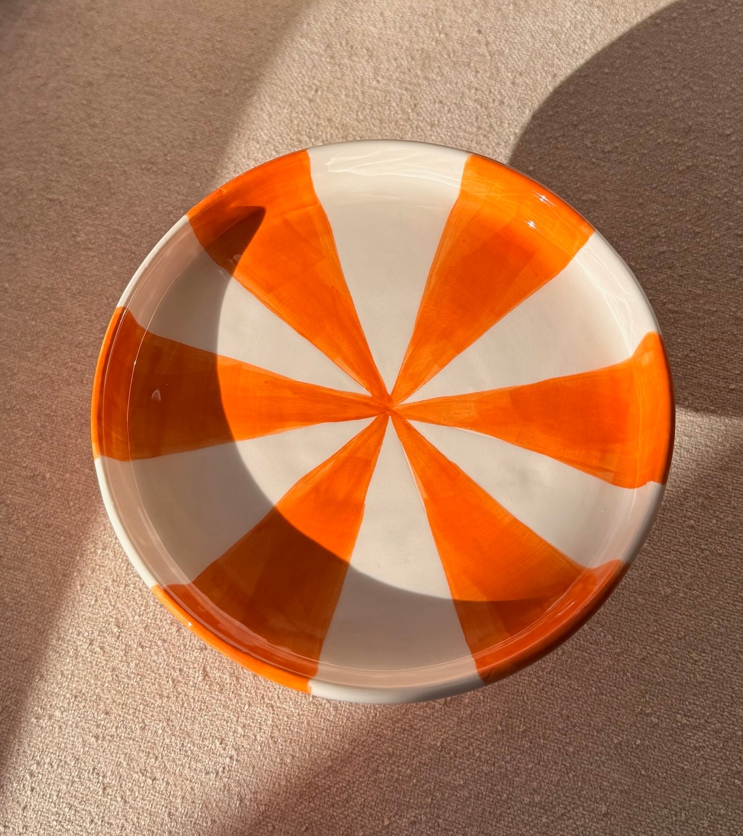 Plateau keramiek gestreept - oranje
