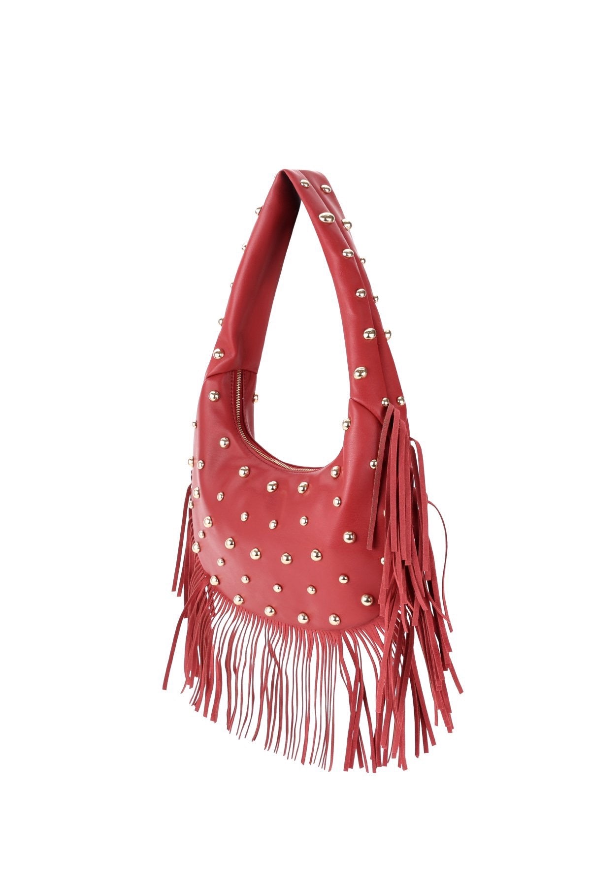 Schoudertas met franjes - rood