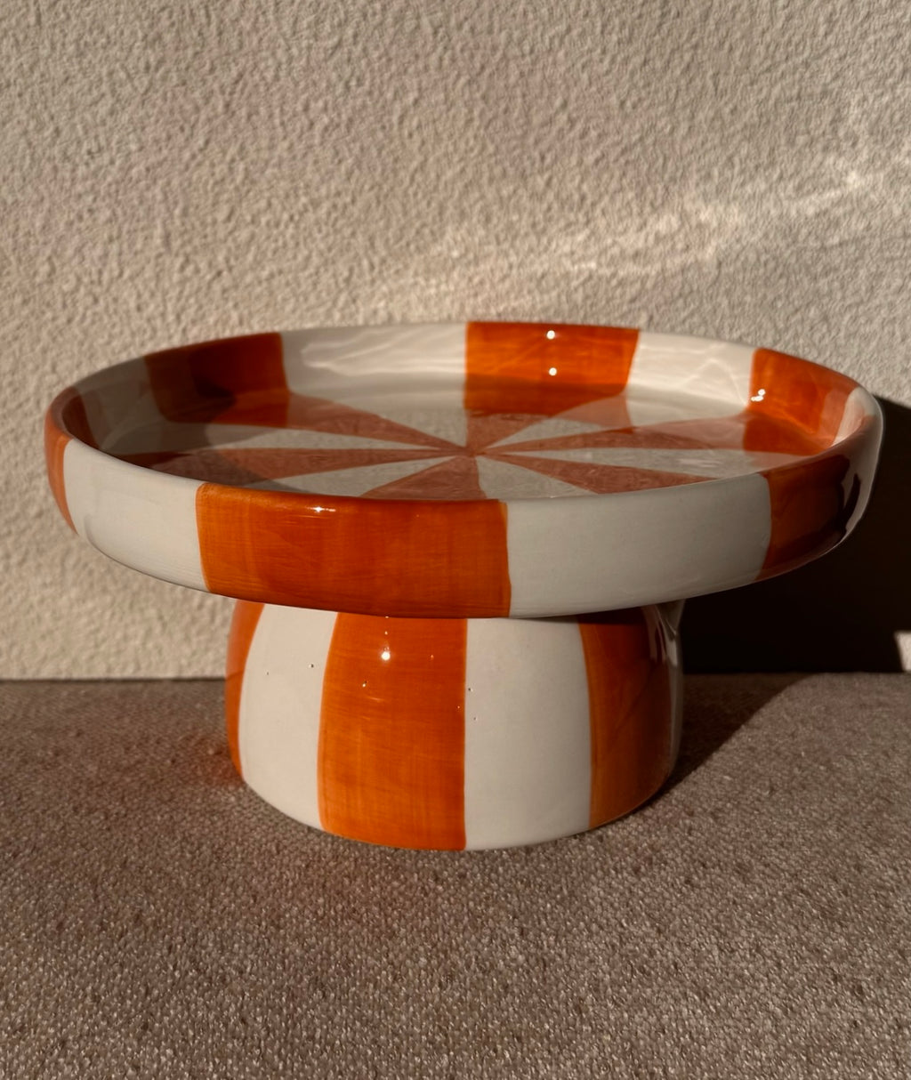 Plateau keramiek gestreept - oranje