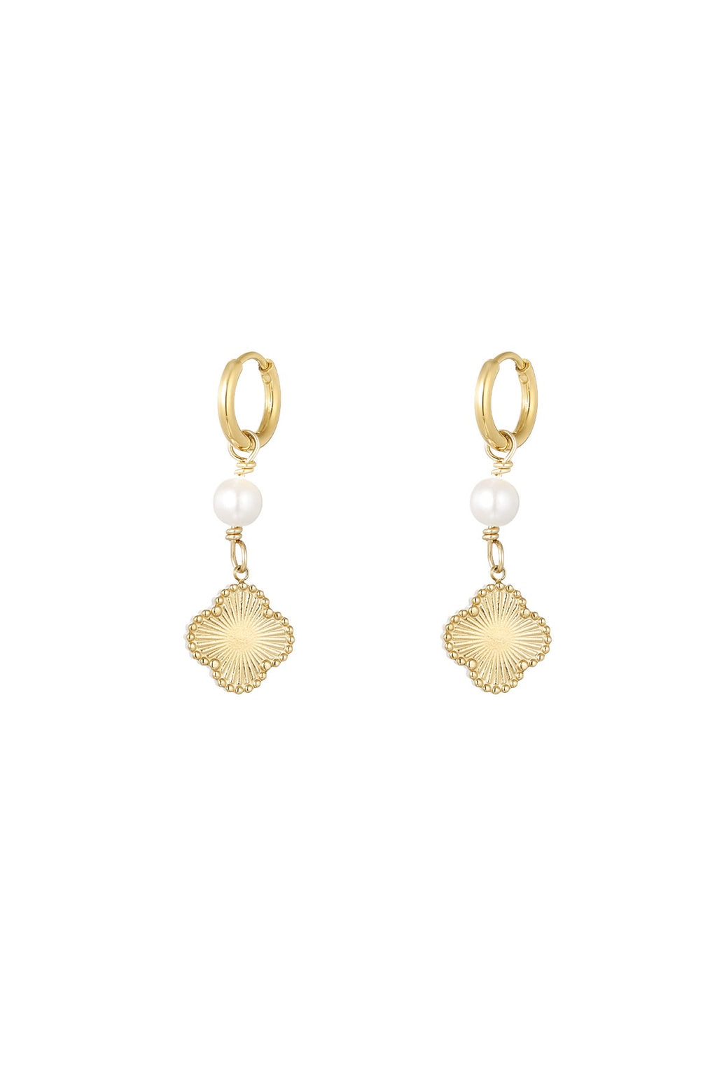 Clover parel oorbellen - goud