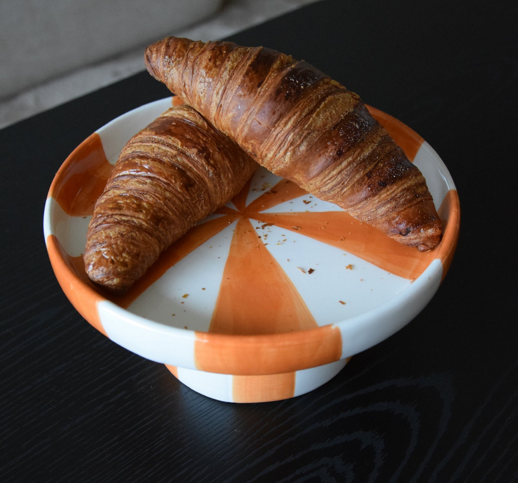Plateau keramiek gestreept - oranje