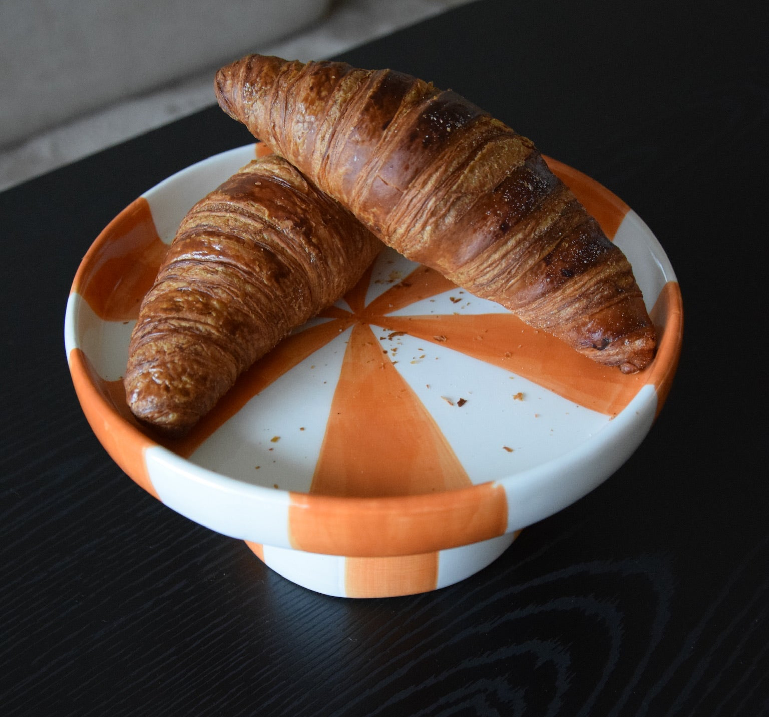 Plateau keramiek gestreept - oranje